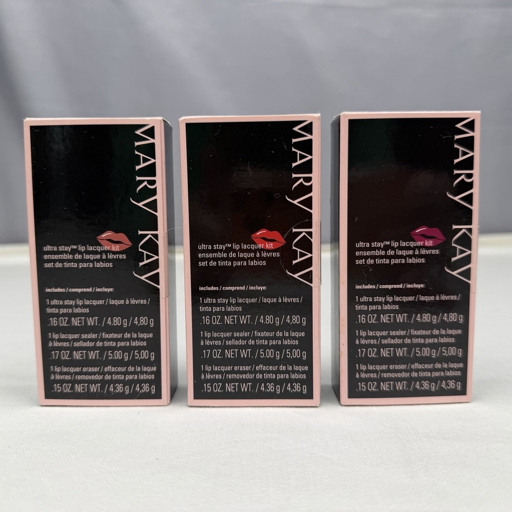 NIB Mary Kay Ultra Stay Lip Lacquer Kit PLUM ROSE CHERRY 1 Ea Sealed NOS - Picture 2 of 12